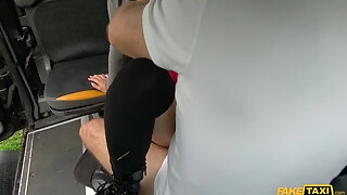 Hottie Lifts Skirt To Ride Fake Taxi Driver's Cock
