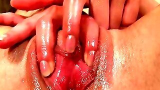 Clit Close-up - 18yo Amirah Masturbating Solo Her Oiled Up Pussy