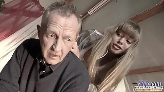Old Man Tests Young Wet Pussy