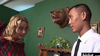 Irresistible Blond Hair Lady Gets An Asian Boner
