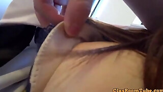 Japanese Perv Fingering Pussy Of Petite Brunette Schoolgirl