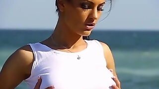 Honey Demon Thinks Erotic Thoughts As She Walks On The Beach