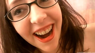 Nerdy Amateur Brunette Gets Down And Di - Young