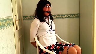 Teen Ballgagged And Chair Tied
