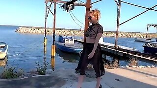 Flashing And Masturbation Wearing A Seethru Outfit