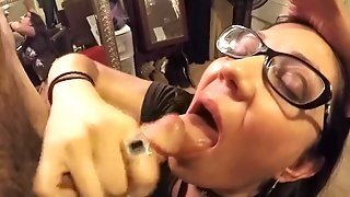 Sexy Nerd In Glasses Working Hard For Her Cum