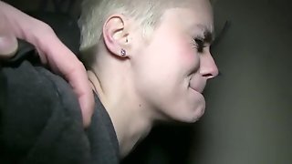 Short-haired Broken Floozie Agrees To Suck Strangers Swollen Dick