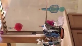 She Rides A Big Dildo On The Bathroom Sink