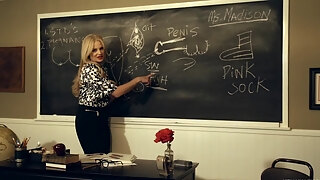 Kinky Teacher Bares Boobs At The Chalkboard