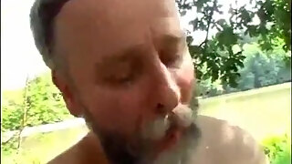 Hot Brunette Teen With Big Natural Boobs Fucks Grandpa At Lake - Old And Young Sex Outdoors