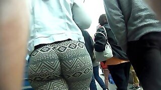 Candid Sexy Big Black Leggings Booty..