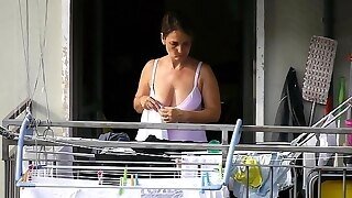 Hot Neighbor With Huge Tits Cleavage
