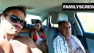 Street Slut Fucking With Grandpa, Son And Uncle