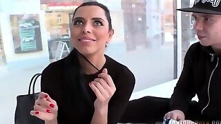 Naughty Kira Queens Giving A Footjob In Public