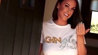 Brunette With Big, Natural Tits Is About To Get Completely Naked, While Alone At Home