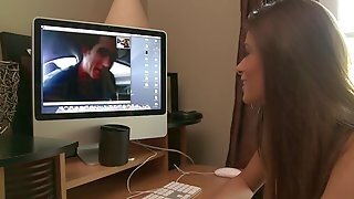 Brunette Rides Guy's Tool While Blonde Watches Masturbating