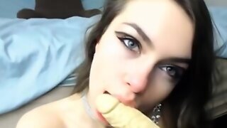 Gorgeous Cam Teen Stripping And Deepthroating A Dildo