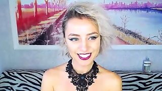 Gorgeous Blonde Sucking Dildo