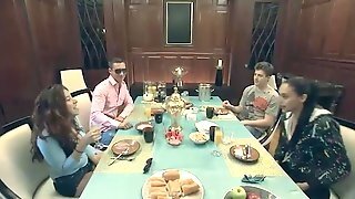 Group Of Sexy Young Singles Have A Rooftop Swingers