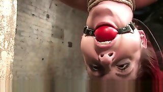 Mz Berlin, Inverted Suspeded In Hard Bondage, Breasts Bound, Gagged N Swing