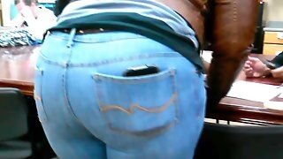 Ebony Big Ass Wide Hips In Blue Jeans!