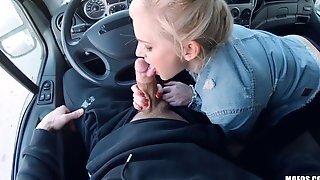 Randy Blonde Teen Sucks Pulsating Wiener Of Truck Driver