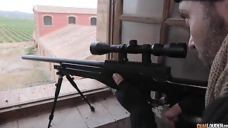 Sniper - Busty Brunette Anissa Kate In Military Fetish Hardcore