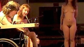 Brunette Strips Nude On Stage With Strangers