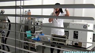 Smoking Nurse Sucking On Rod