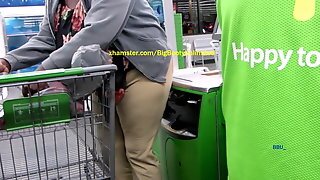 Beige Pants Semi-mature Vpl & Slight Wedgie Lady