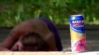 Drnk Russian Girl Funny Flashing Outdoor