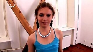 Small Titted Slut Got Gagged, Tied Up And Fucked In The Ass Until She Got A Facial
