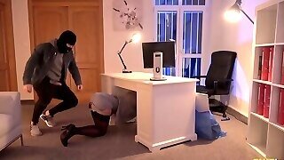 A Robber Fucks Hot Office Manager Kathy Better Than Her Husband