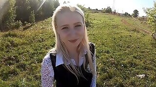 Beautiful Teen Schoolgirl Mouth And Pussy Fucked On The Way From School