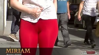 Red Cameltoe Walking Down The Street