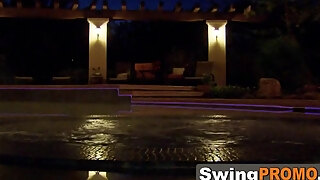 Swingers Start With Horny Flirting In The Jacuzzi