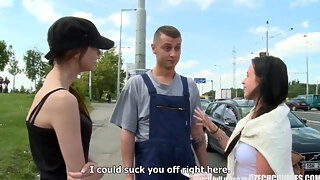 Young Car Window Washer Gets A Very Filthy Offer On The Street