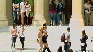 Busty Tits Blond Hair Girl Fisted In Public