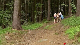 Amazing Outdoor Lesbian Scene With Three Beautiful Euro Babes