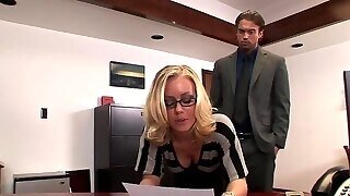 Office Sex With Busty Blonde Secretary In Eyeglasses Nicole Aniston - Hardcore With Cumshot