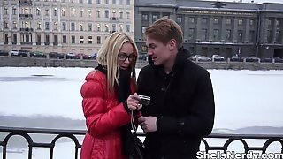Russian Hottie With Small Breasts Fucks Passionately On The Couch