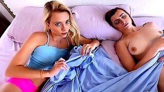 Nasty Blonde Babe, Riley Star Is Fucking Her Friend While His Girfriend Is Sleeping Next To Them