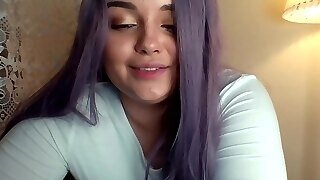 Young Kinky Pawg With Purple Hair Teasing On Webcam
