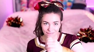 A Cheerleader Girl Sucks A Dildo He Cums Facial For Chat.