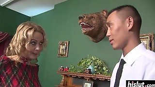 Irresistible Blond Hair Lady Gets An Asian Boner