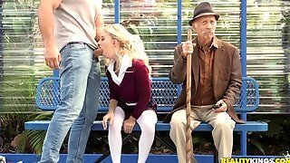 Blonde Teen Riley Star Gets Banged On The Bus Stop