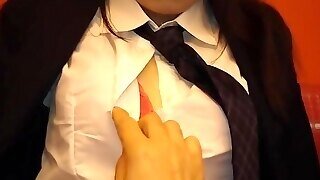 Asian Japanese Schoolgirl With Small Titties - Pov Hardcore With Cumshot