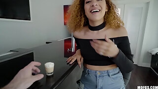 A Curly Girl With Big Round Ass Gets Dicked Down On All Fours.