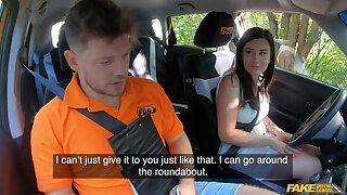 Hot Cock Sucker Pleases Her Fake Instructor In A Car