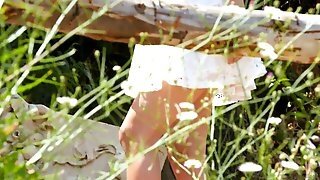 Stunning Slut Rubs Her Wet Love Tunnel And Fingers It